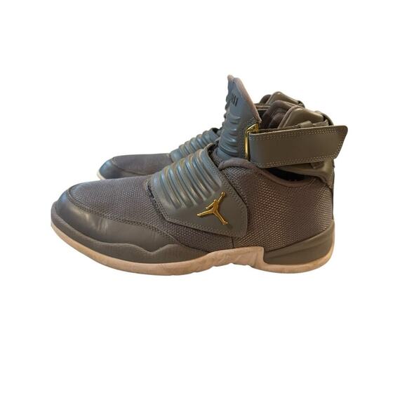 Nike Air Jordan Generation Men’s Size 8.5 Gray Gold Strap High Top Sneakers - Picture 2 of 7